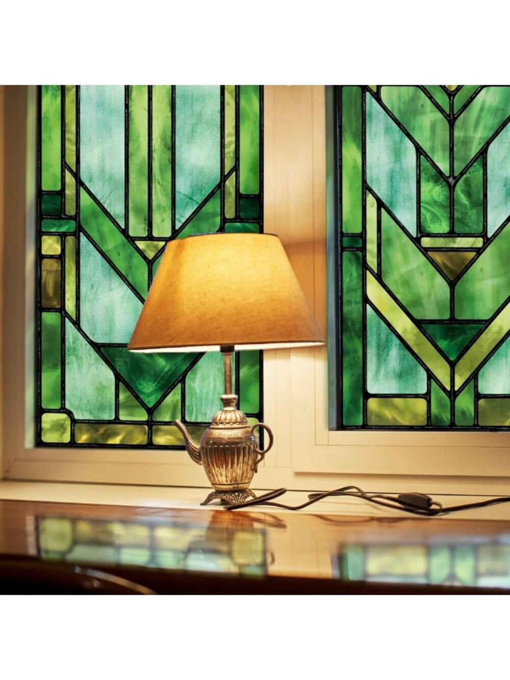 Vibrant Hand-Drawn Faux Stained Glass Window Film - Double-Sided Privacy Decor